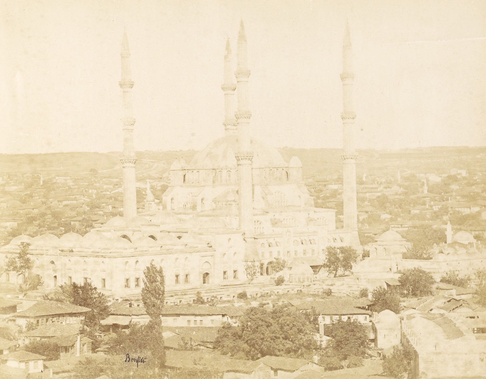 Üç Şerefeli Cami Minaresinden Edirne Selimiye Camii