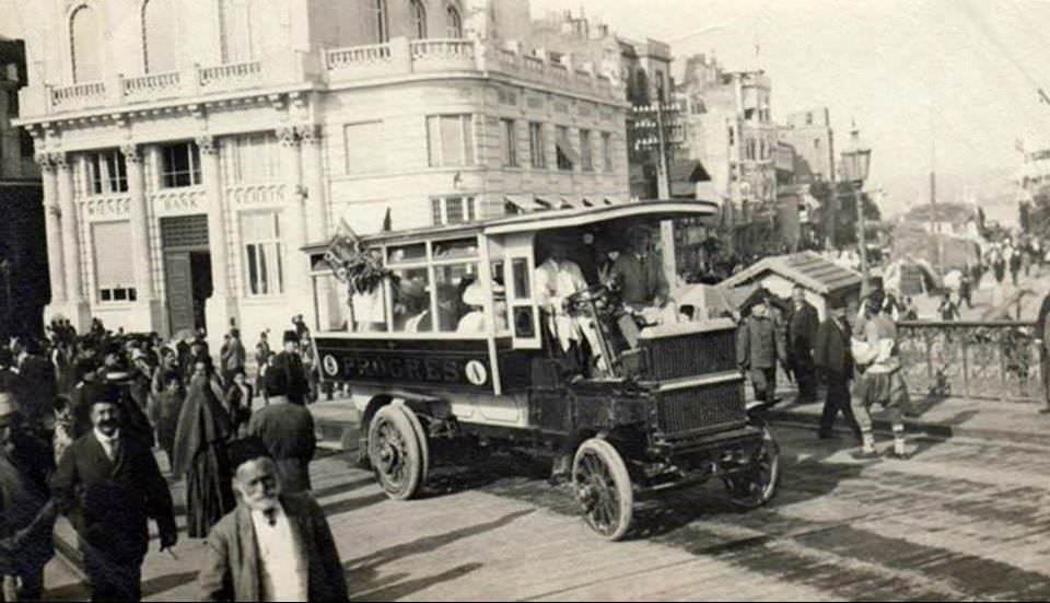 Progressive Bus On Galata Bridge