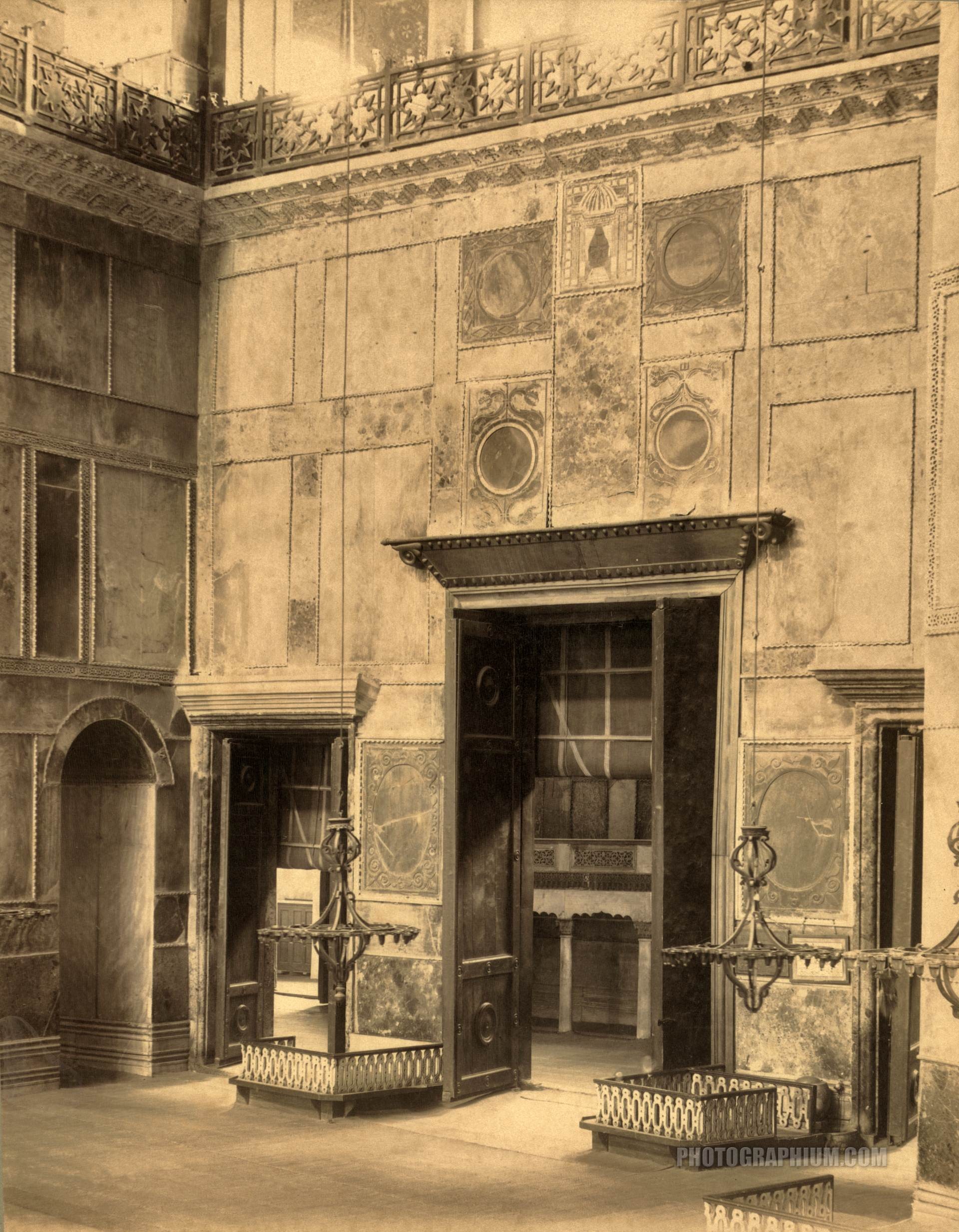 the inner side of the central interior door of ayasofya mosque formerly the church of hagia sophia. istanbul 1888-1910