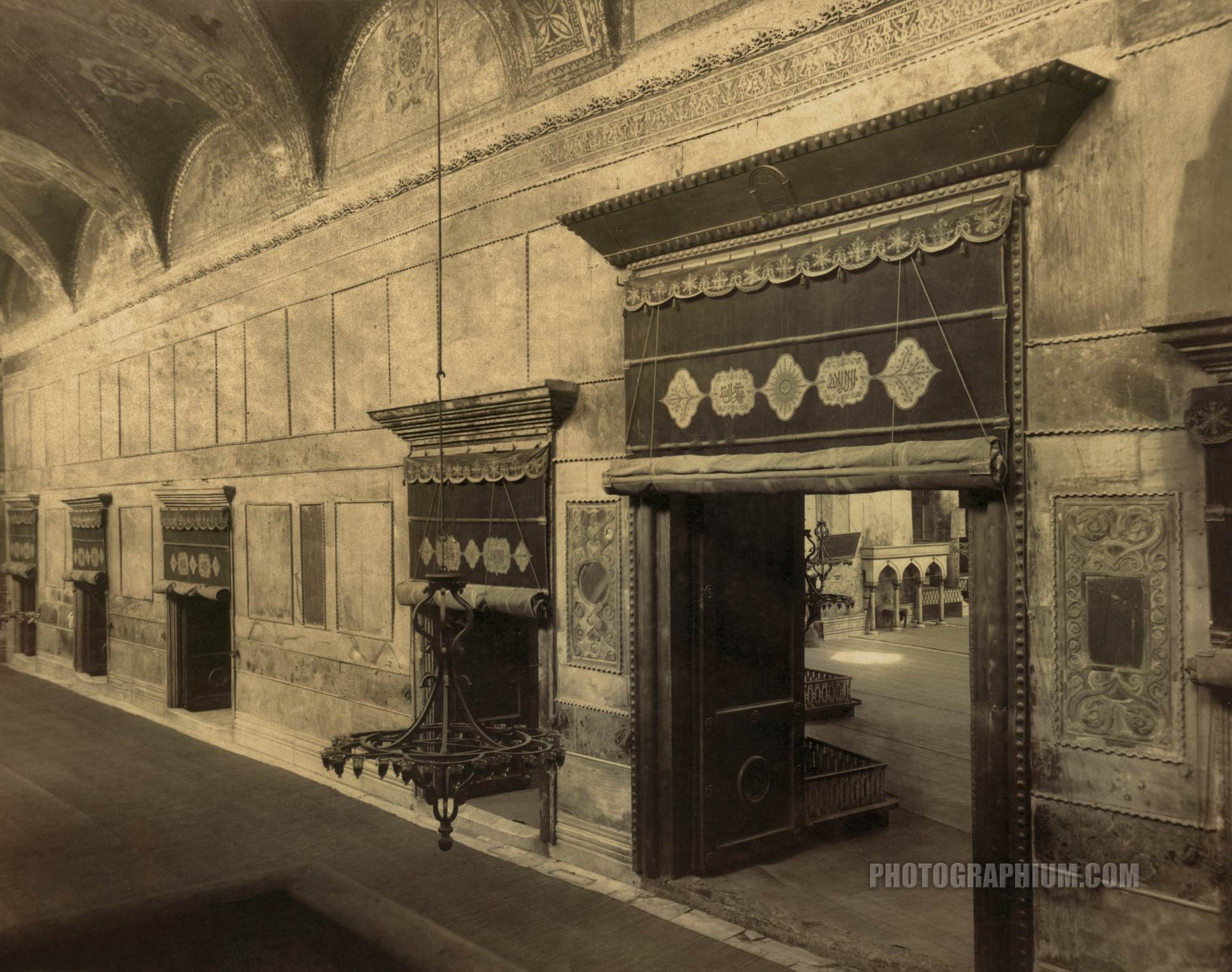 central interior door in ayasofya mosque formerly the church of hagia sophia. istanbul 1888-1910