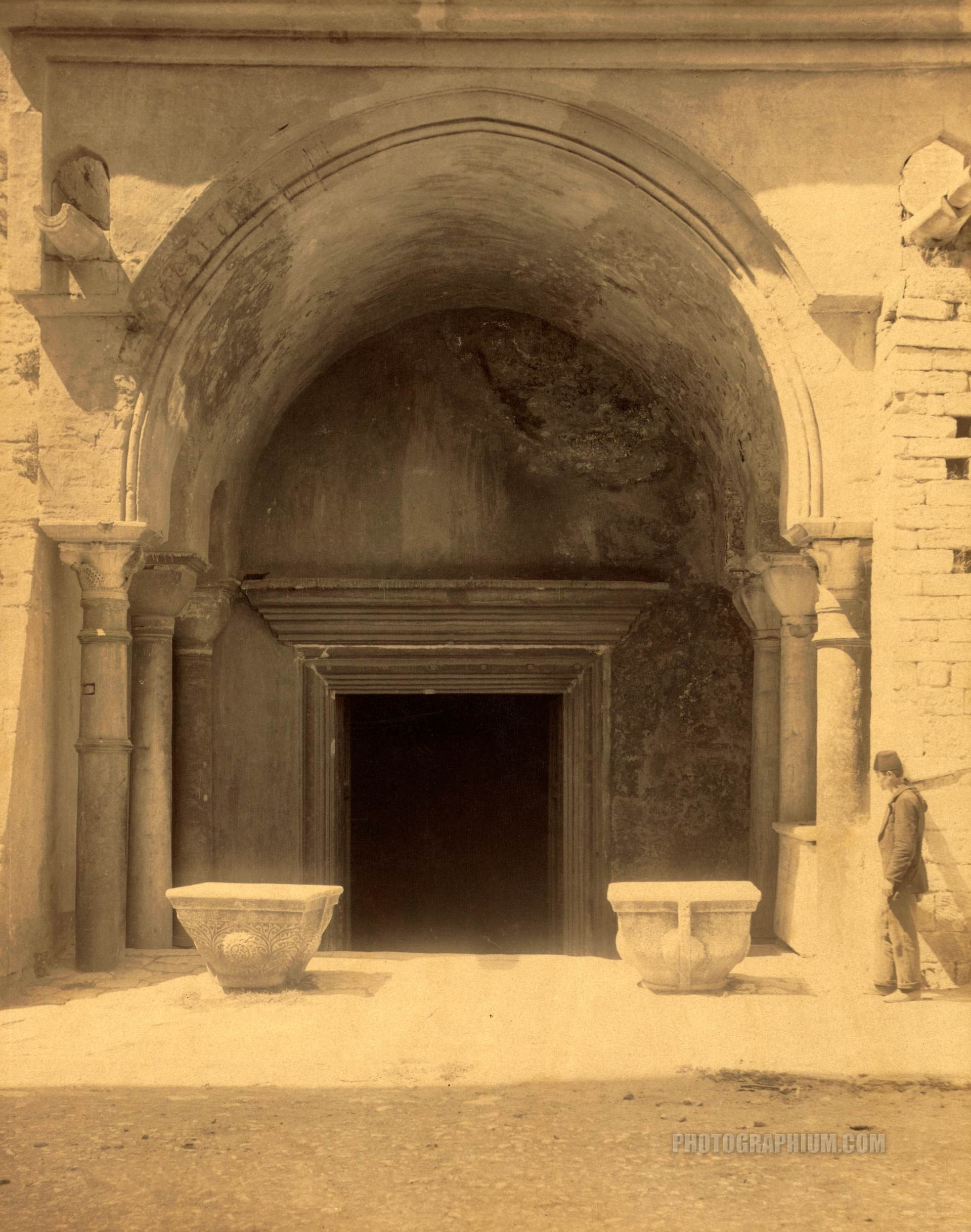 entrance door to ayasofya mosque formerly the church of hagia sophia. istanbul. 1888-1910