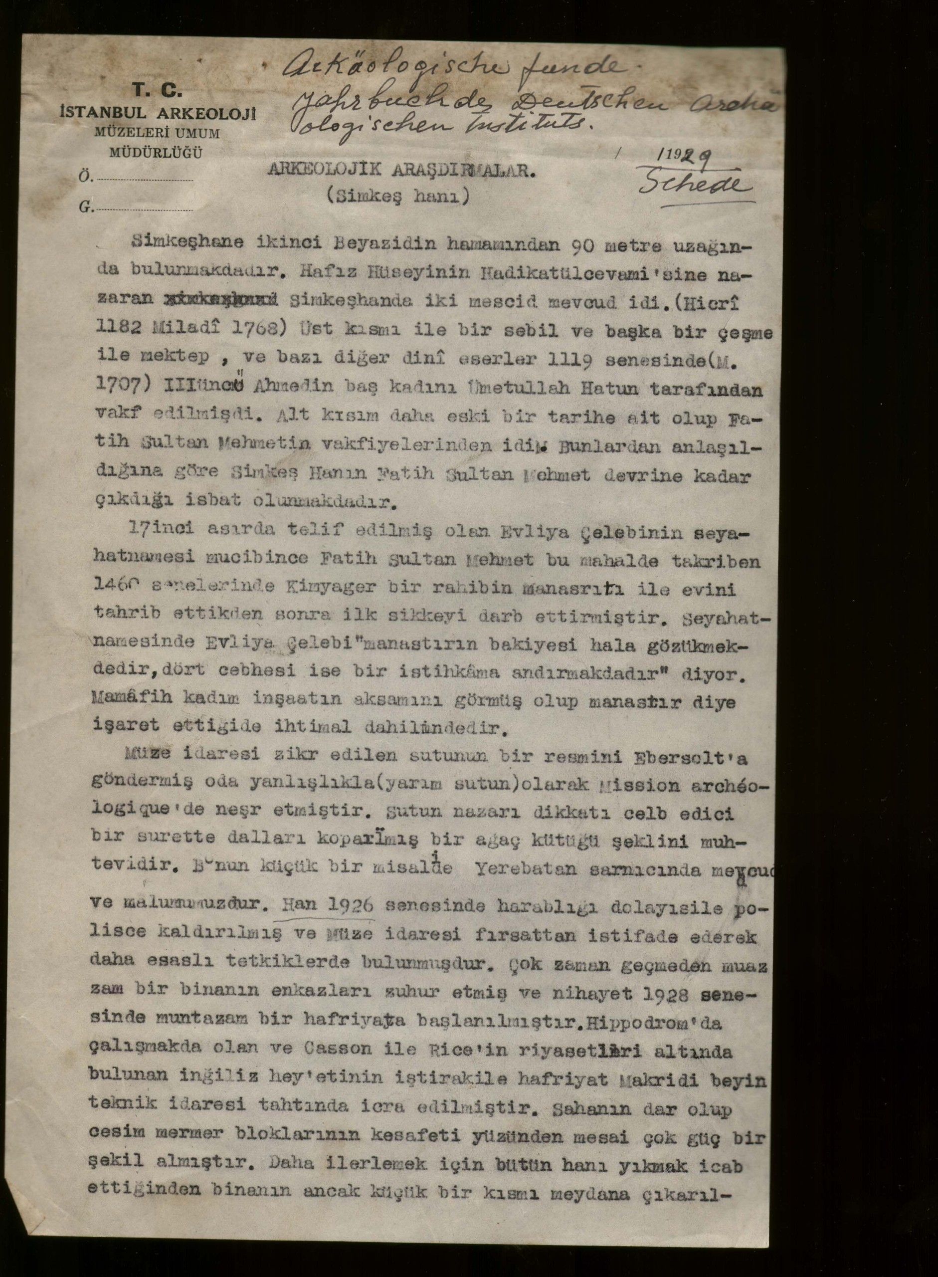 SİMKEŞHANE — Belge