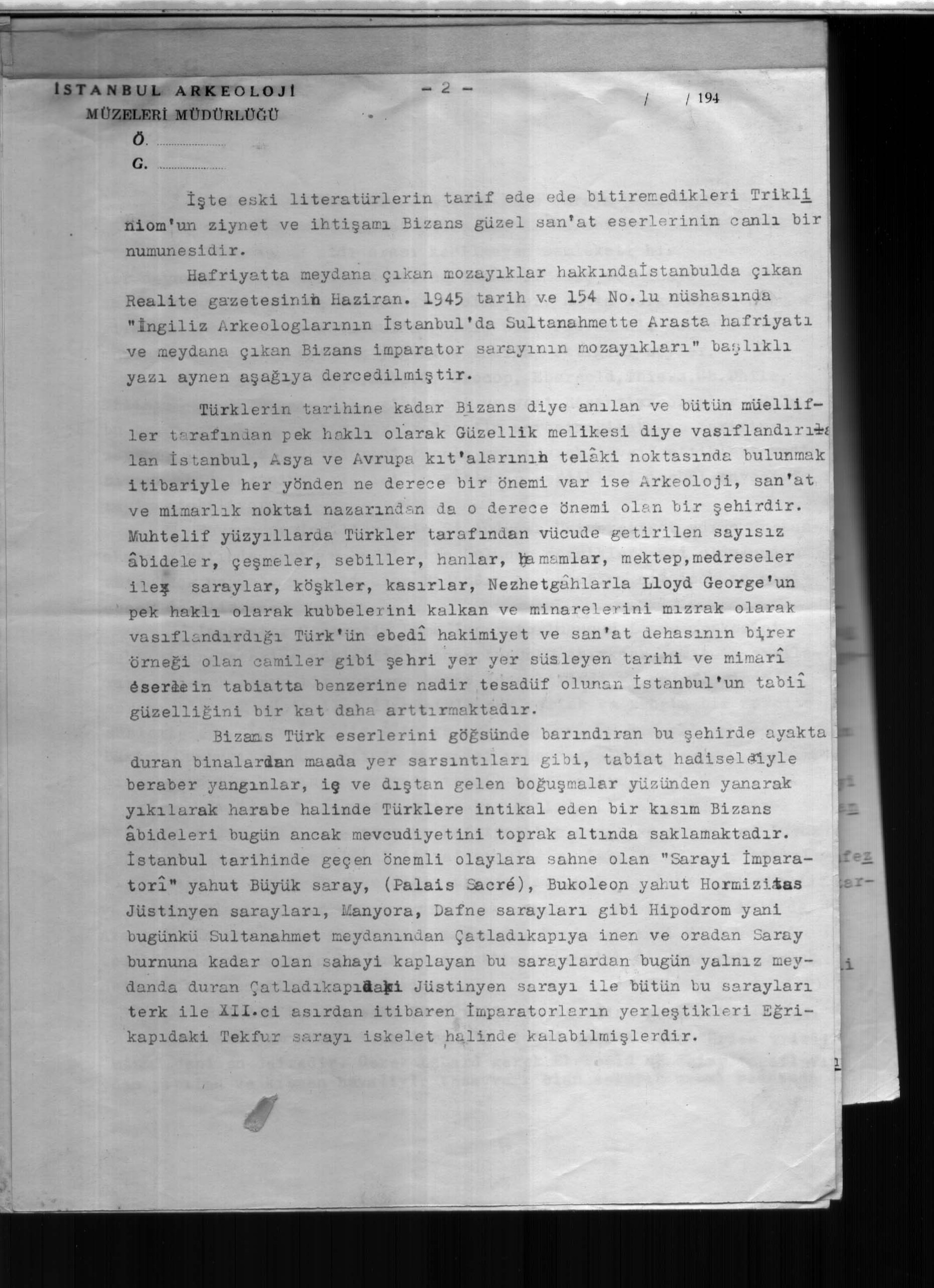 İMPARATOR SARAYI — Belge