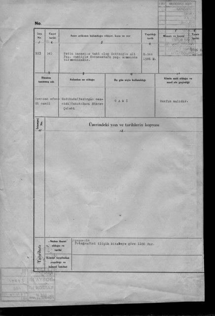RAMAZAN EFENDİ CAMİ — Document