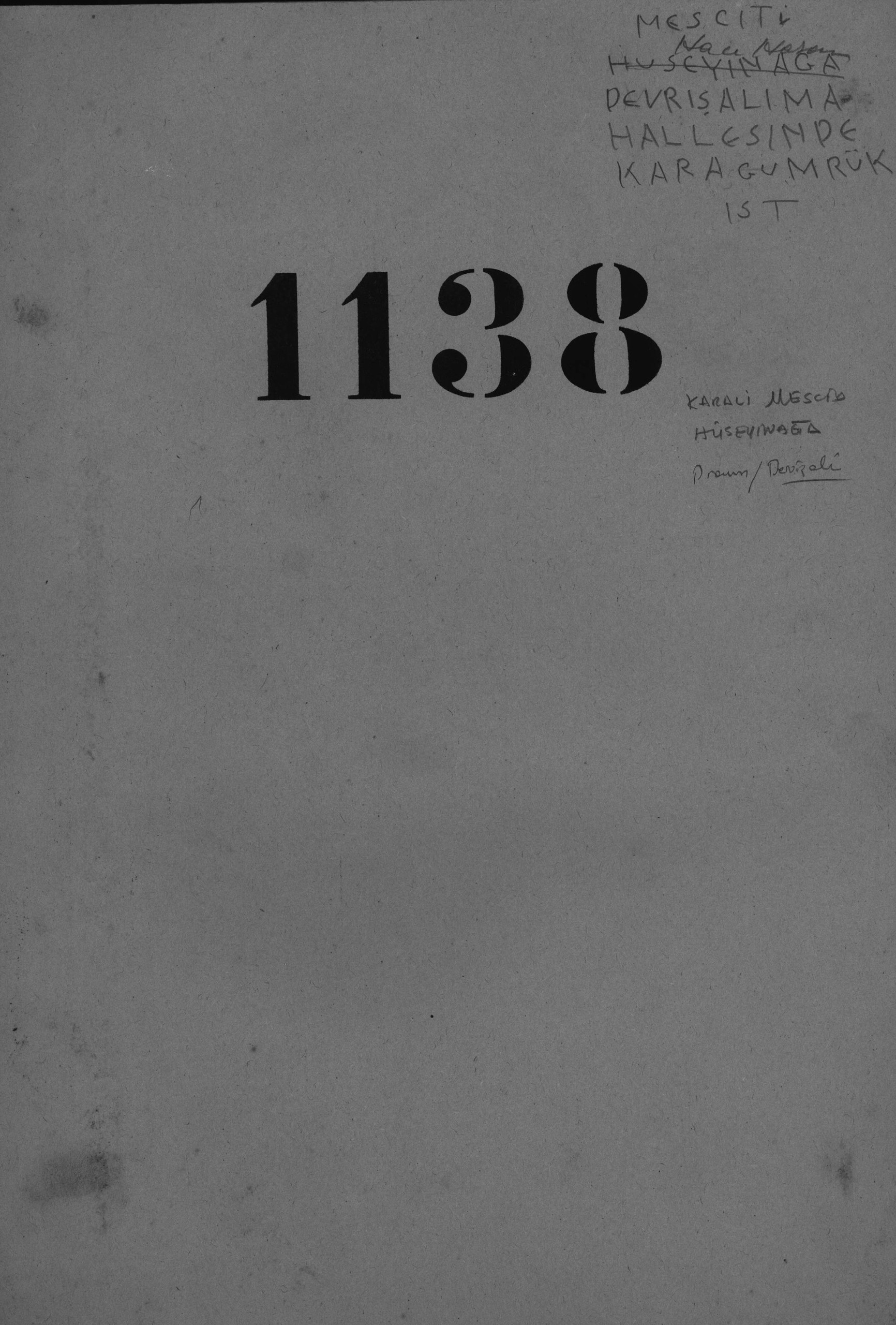 KARALİ MESCİD(HASAN-HÜSEYİN AĞA ?) — Belge