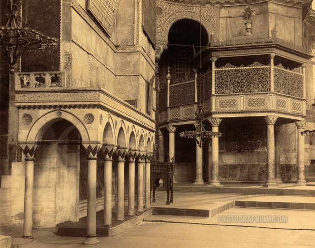 Part of navecyanin imperial gallery in Hagia Sophia mosque formerly the church of hagia sophia. Istanbul. 1888-1910