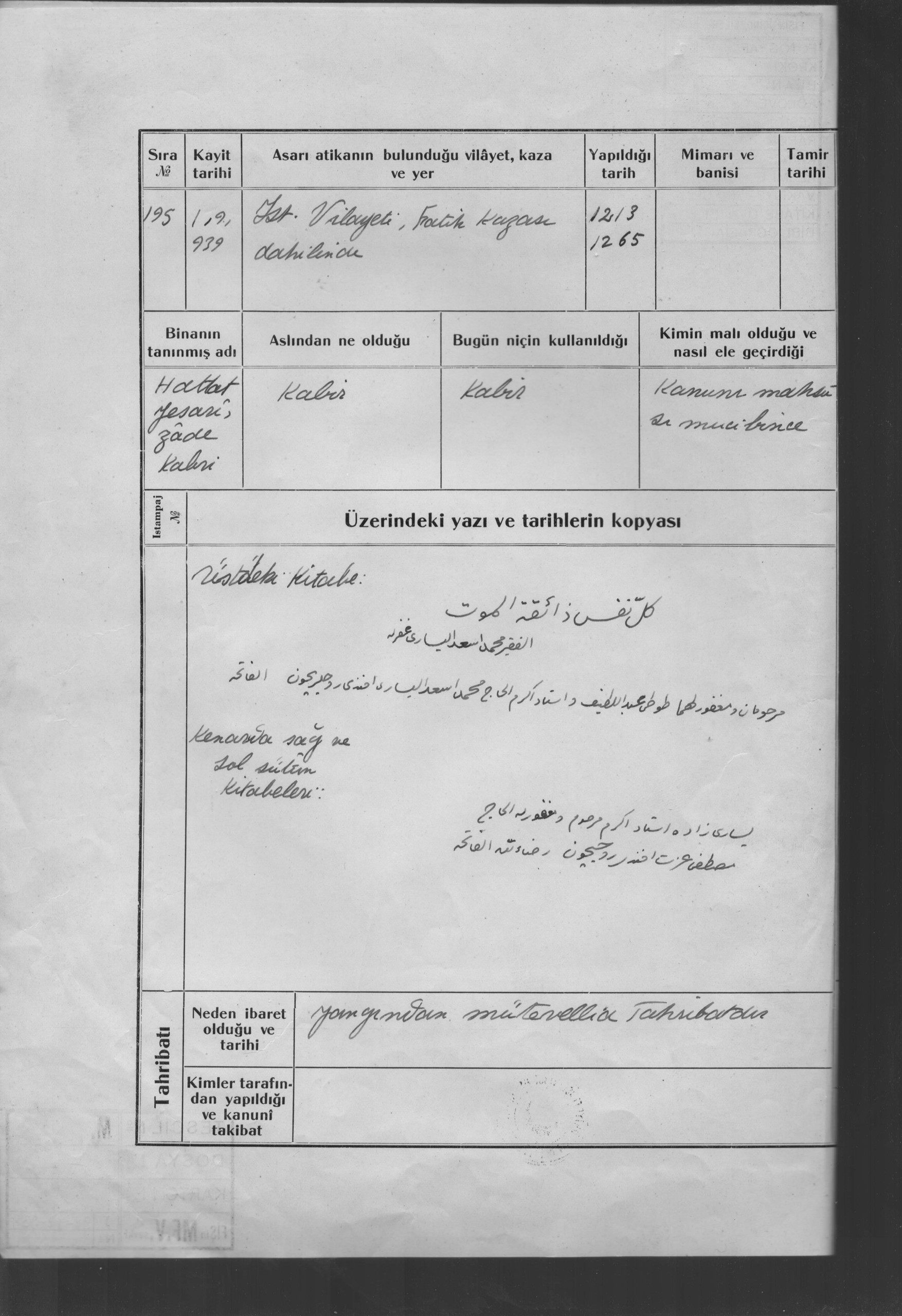 HATTAT YESARİZADE KABRİ — Document