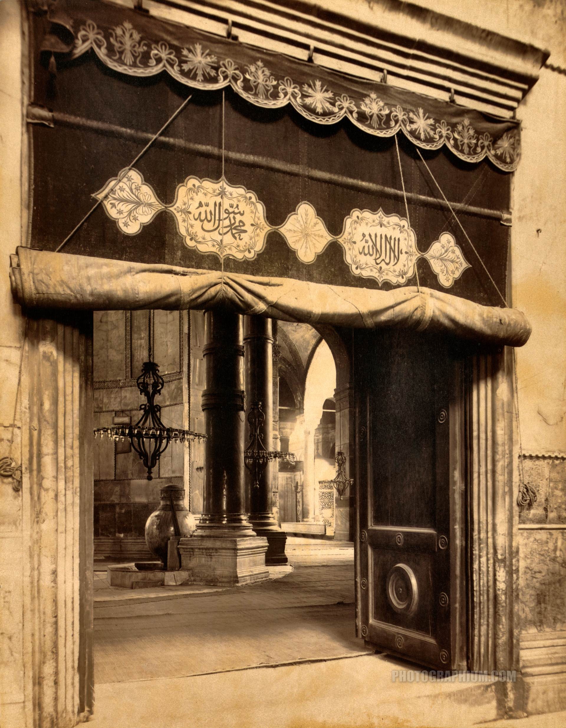 interior narthex vestibule door of ayasofya mosque formerly the church of hagia sophia. istanbul. 1888-1910