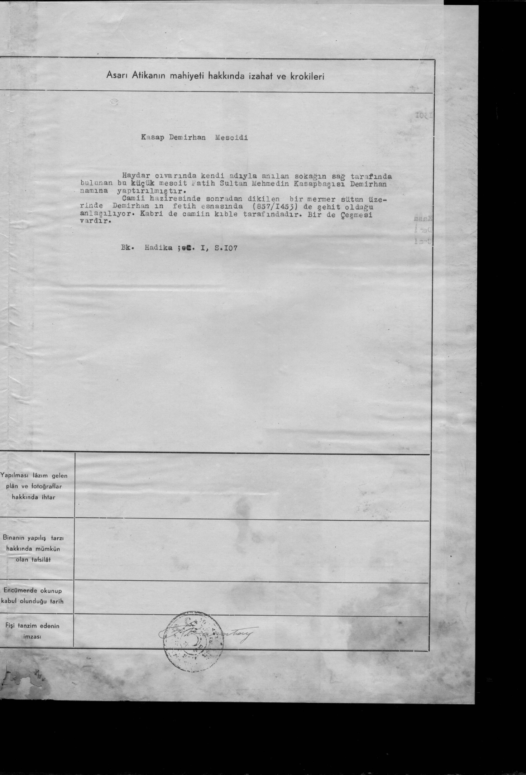 KASAP DEMİRHUN CAMİ — Document