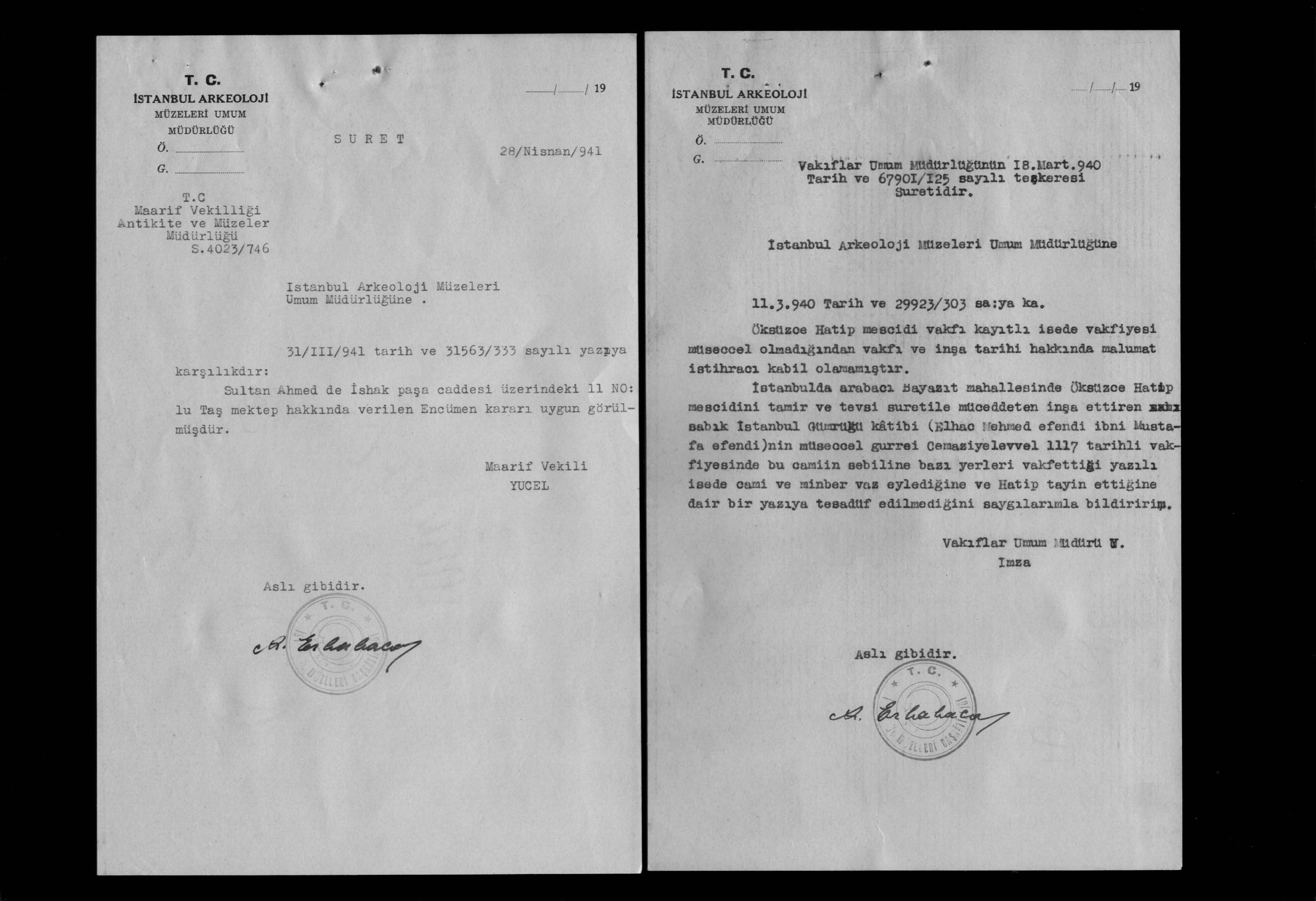 ÖKSÜZCE HATİP MESCİDİ — Belge