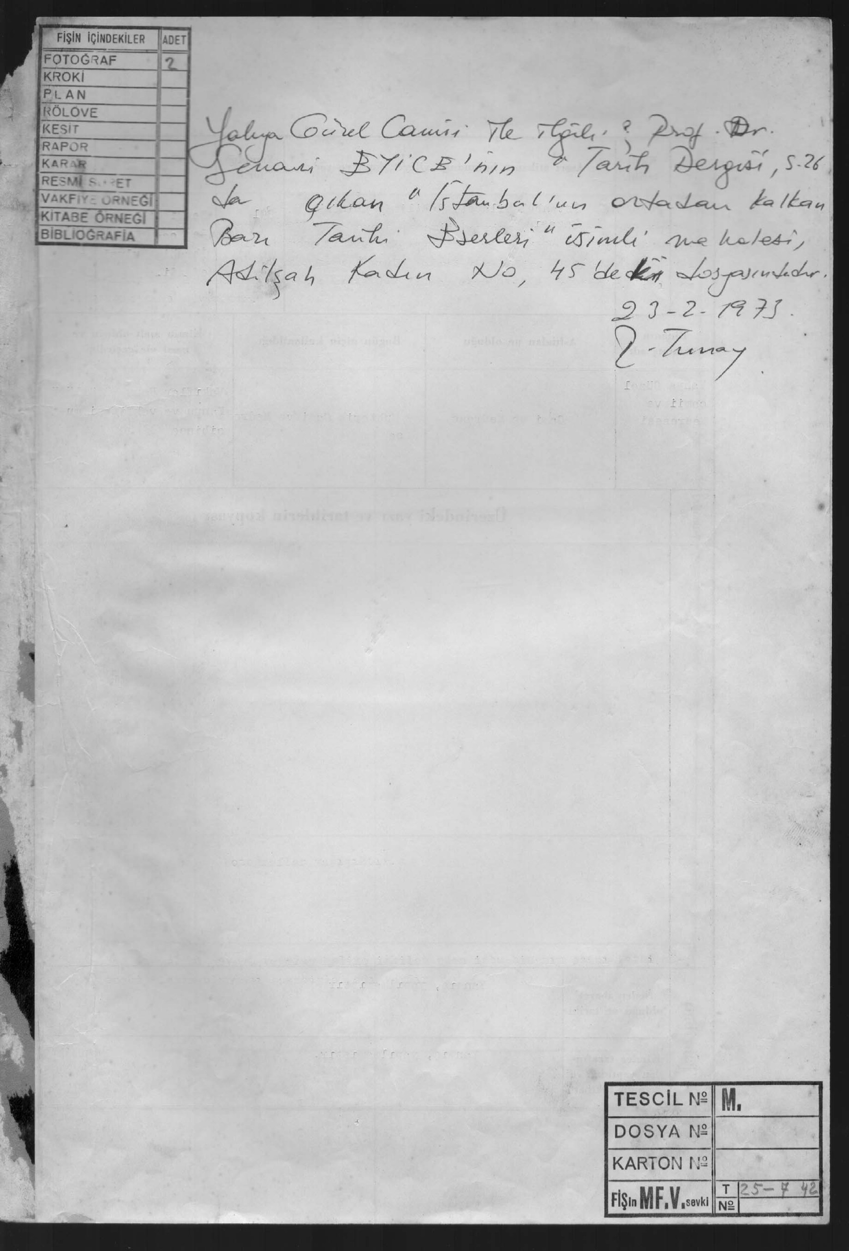 YAHYA GÜZEL CAMİİ VE MEDRESESİ — Document