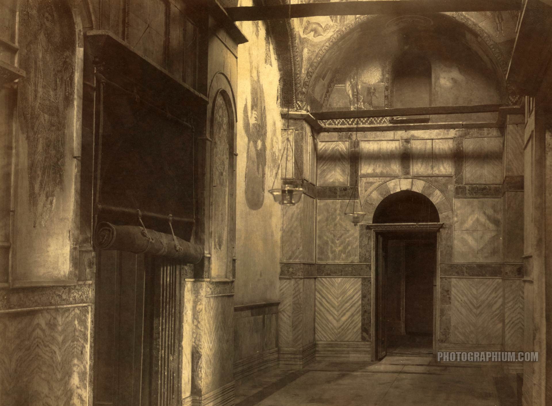 entrance to the kariye mosque. church of the holy saviour in chora. istanbul. 1892