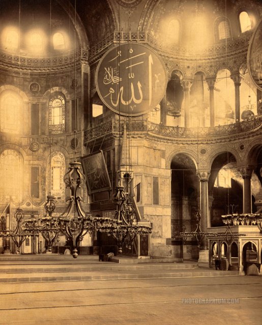 st. sophia mosque part of nave istanbul. 1888-1910