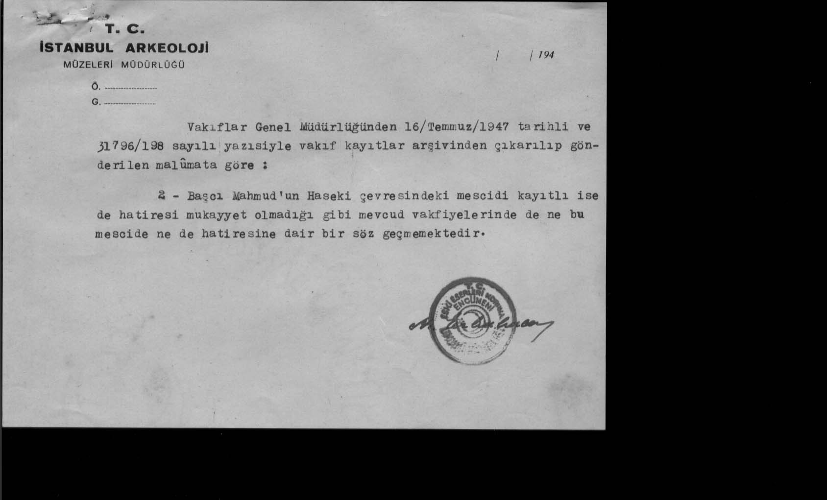 BAŞCI HACI MAHMUT EFENDİ ÇEŞMESİ — Belge
