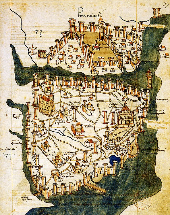 Map of Constantinople (1422) by Florentine cartographer Cristoforo Buondelmonte
