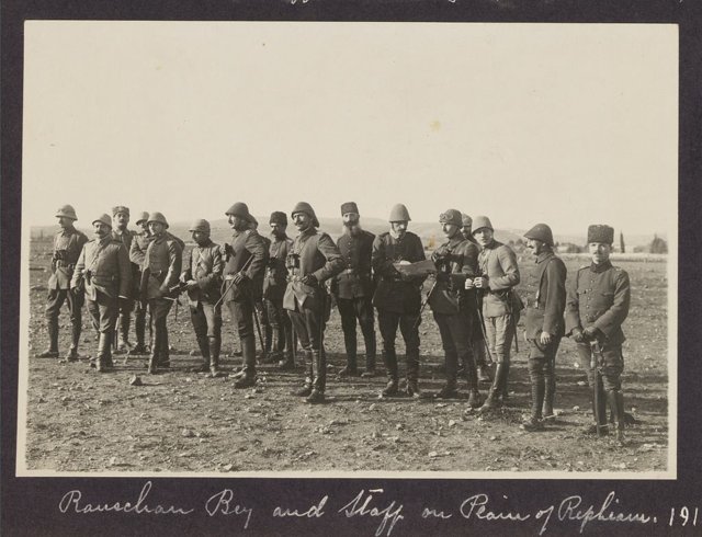 Rauschan Bey and staff on Plain of Rephiam [Rephaim], 1917