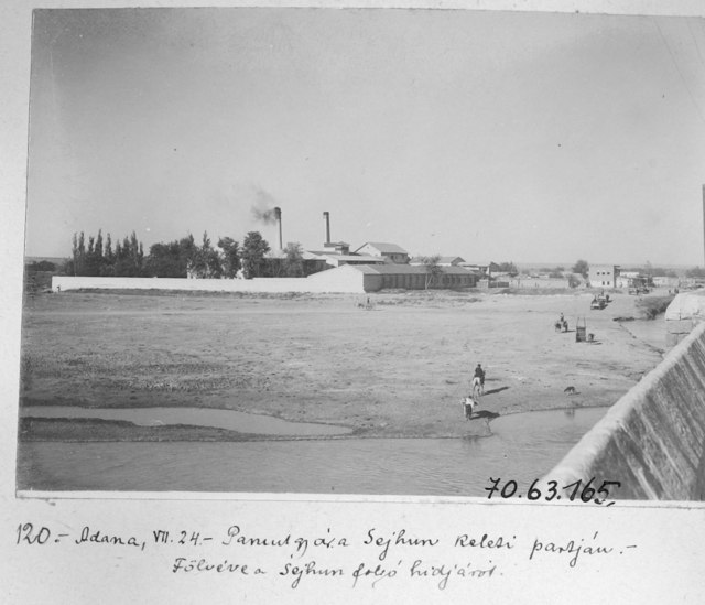 Seyhan Nehri ve Köprü Üstünden Pamuk Fabrikası / Adana / 1914