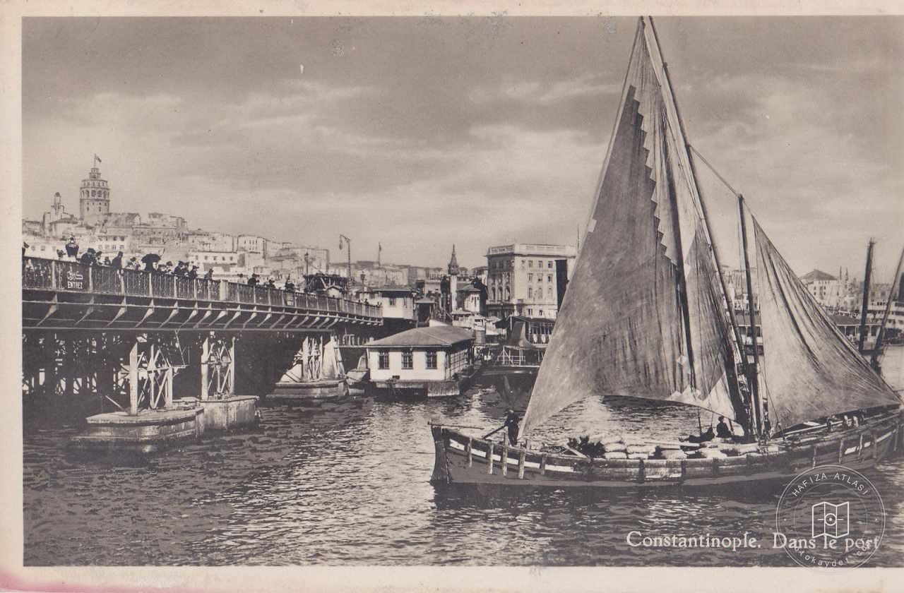 Wood Galata Bridge and Karaköy