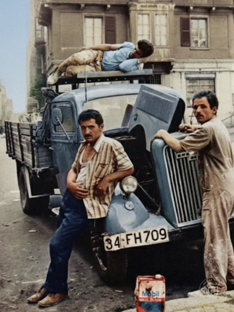 Truck drivers in Zeyrek, 1963