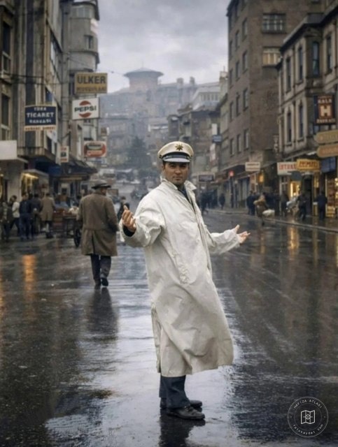 A police officer on Ankara Street, Sirkeci, 1960s