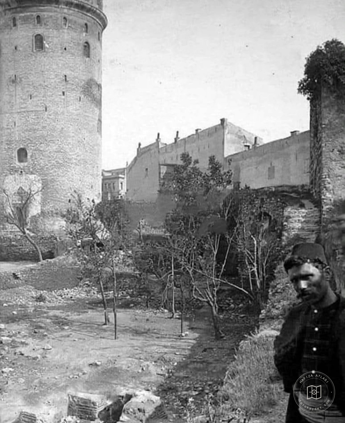 Galata Tower and a person looking at the camera, 1892