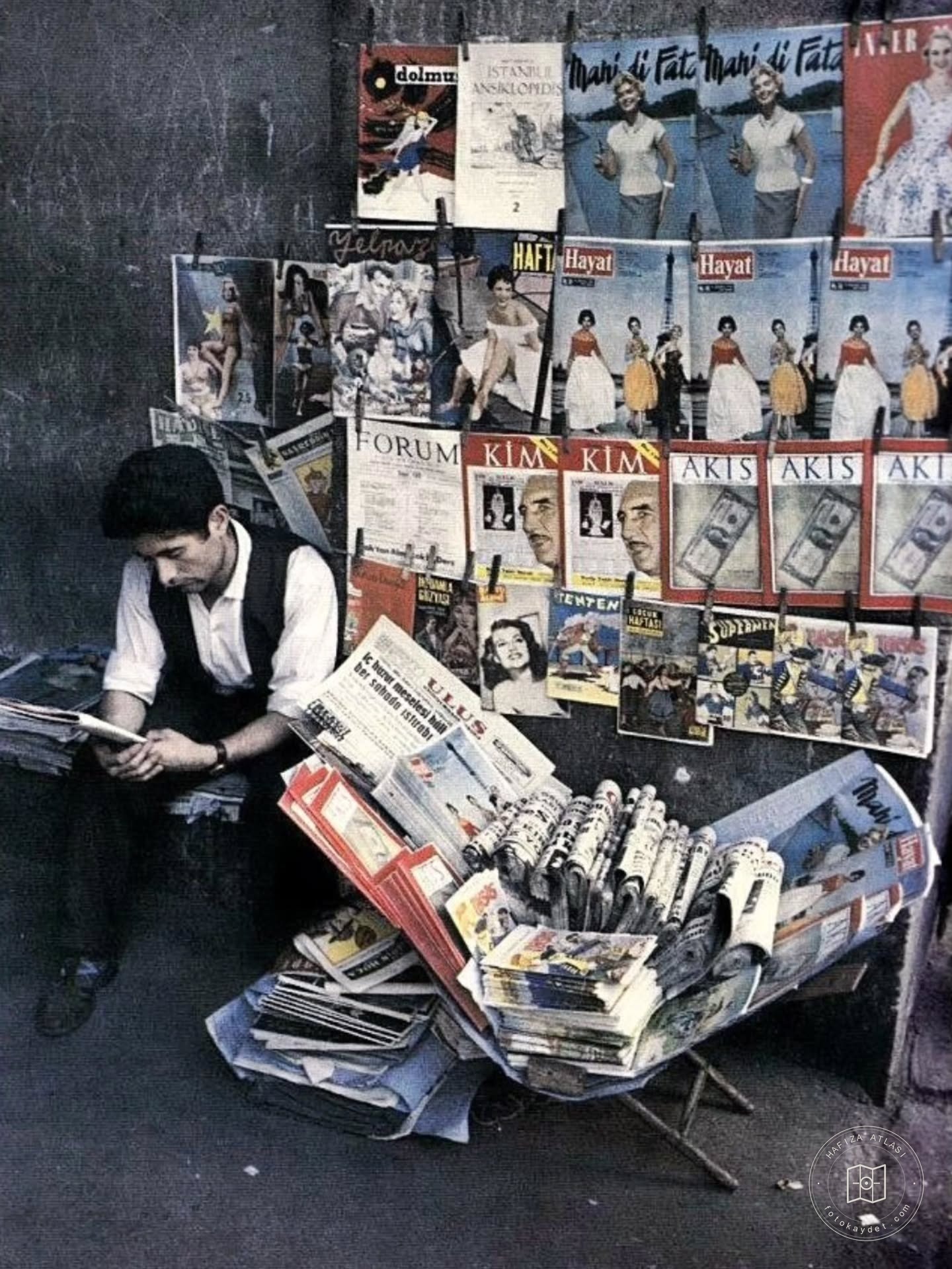 A newspaper seller in Istanbul, 1958