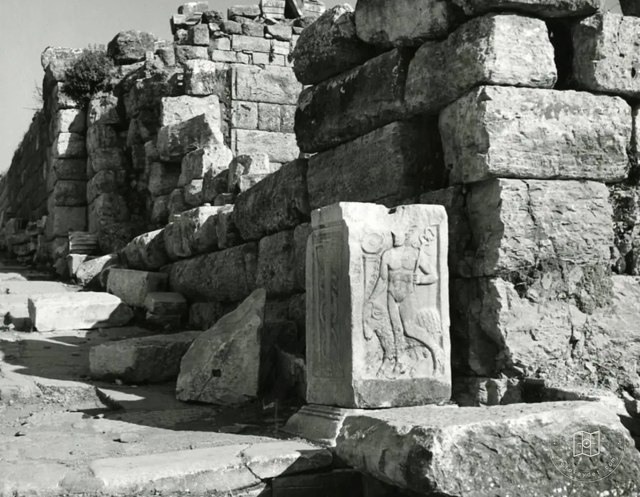 The statue of Artemis and women in the Ephesus Museum courtyard, 1962