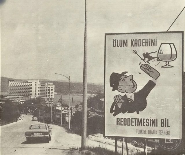 A road safety sign on Tarabya Hill, 1960s