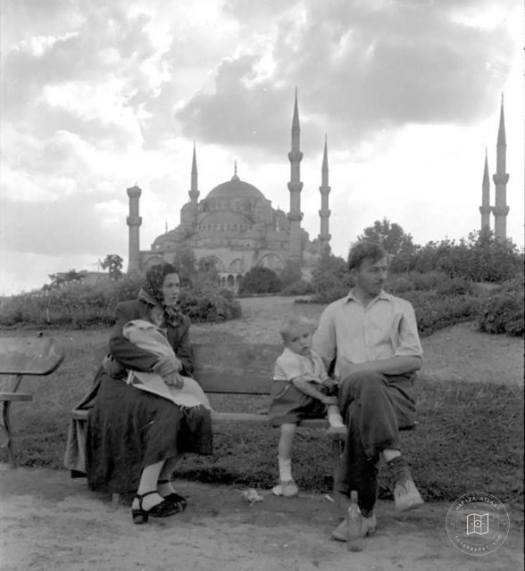 A family in Sultanahmet Square, 1954