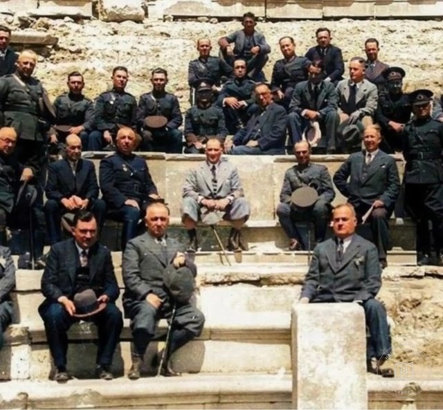 Atatürk and his companions at the Asclepieion of Pergamon, 1934