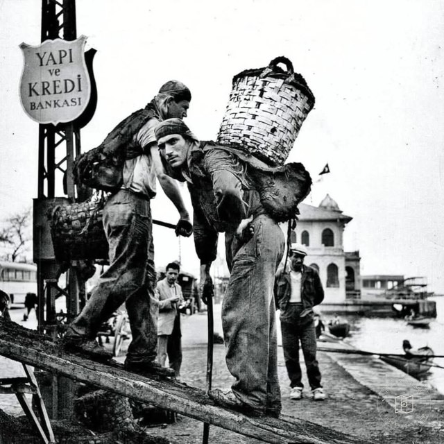 Two porters at Kadıköy Pier, 1964