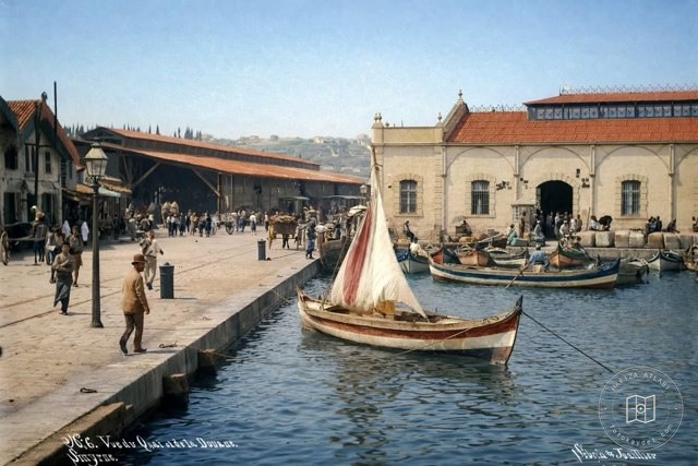 İzmir rıhtımı ve gümrük, 1890