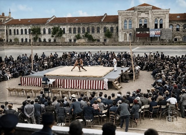 A wrestling match at Taksim Stadium, 1929