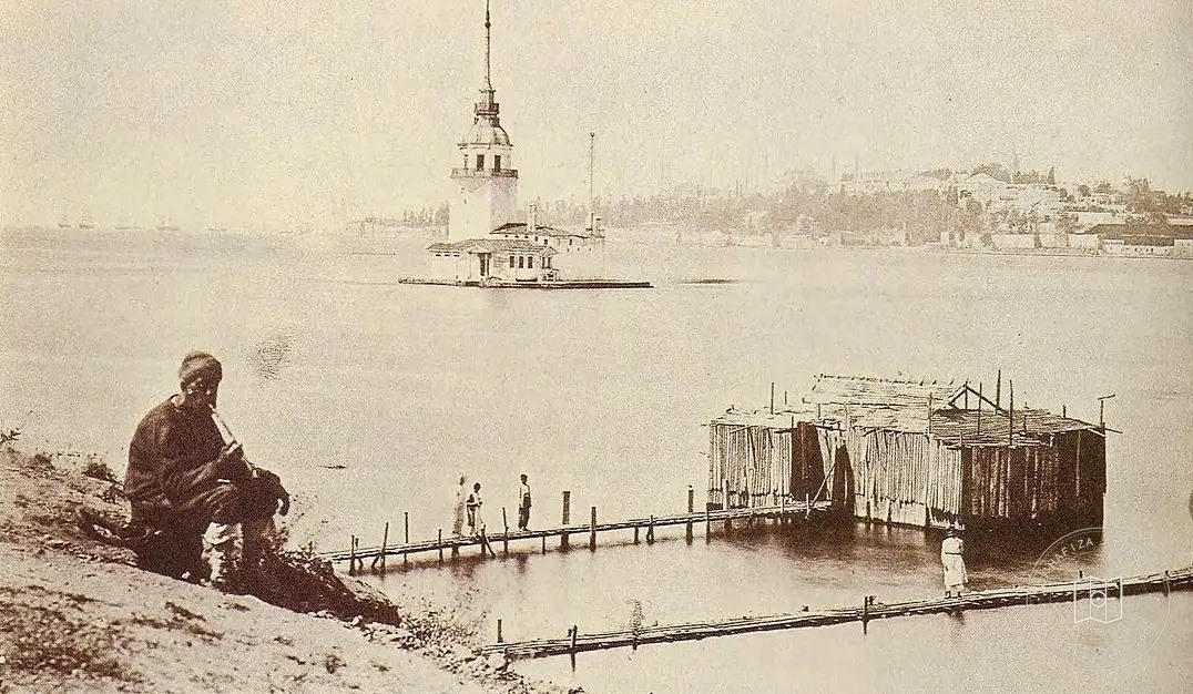 Kız Kulesi, Salacak Plajı ve deniz hamamı, 1875