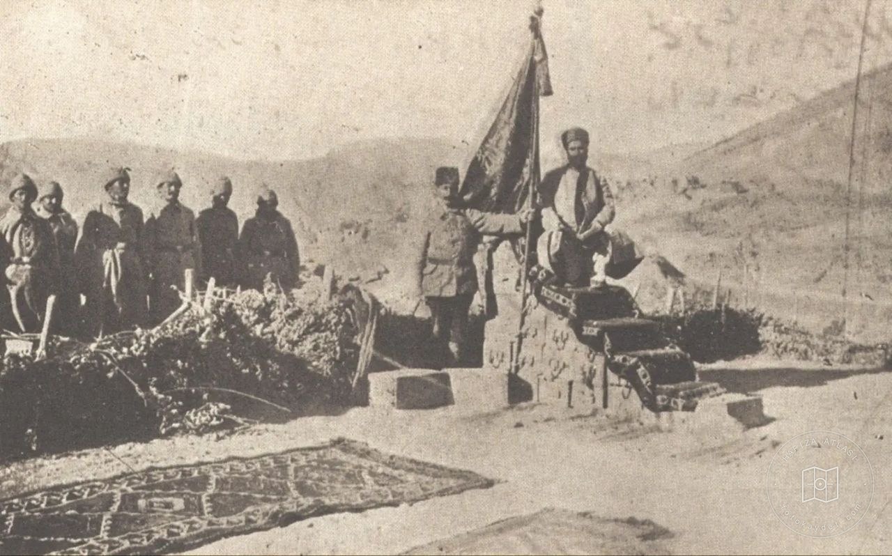 A pulpit made from crates in Palestine, 1917