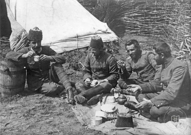 Ottoman officers taking a tea break on the Black Sea, 1917