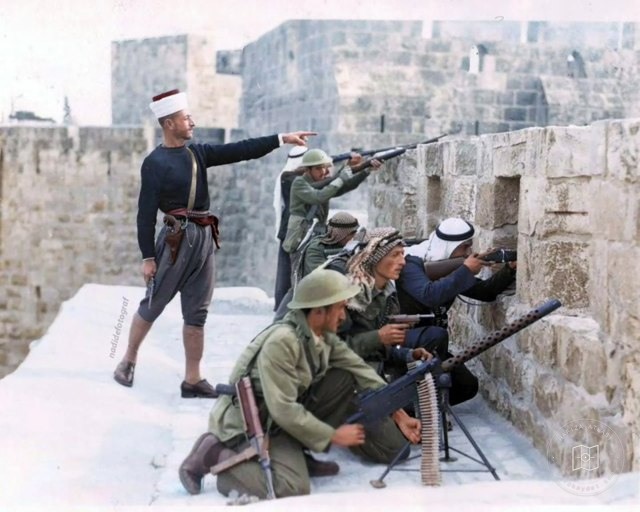Palestinian fighters at the Citadel of Jerusalem, 1947