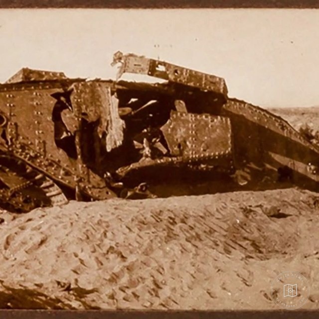 Damaged British tanks on the Gaza front