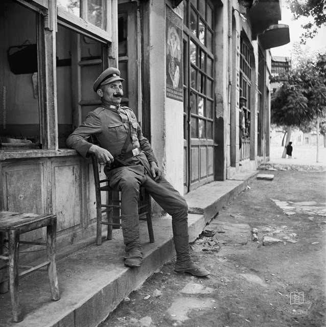 A neighborhood watchman in Edirne, 1951