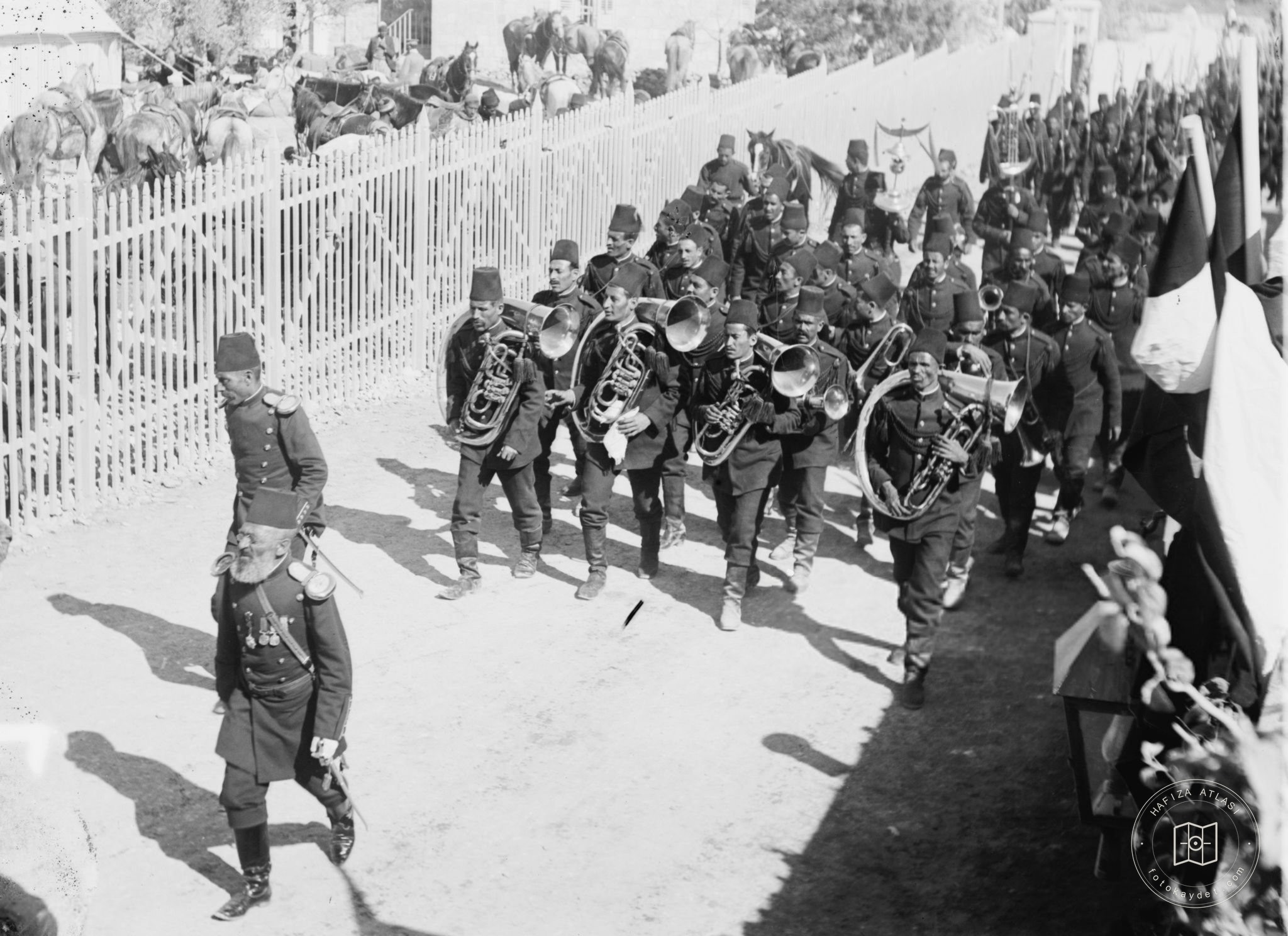 An Ottoman military band in Jerusalem, 1898