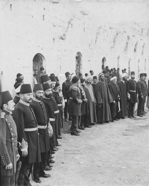 The mufti and governor of Jerusalem with Ottoman officials, 1900