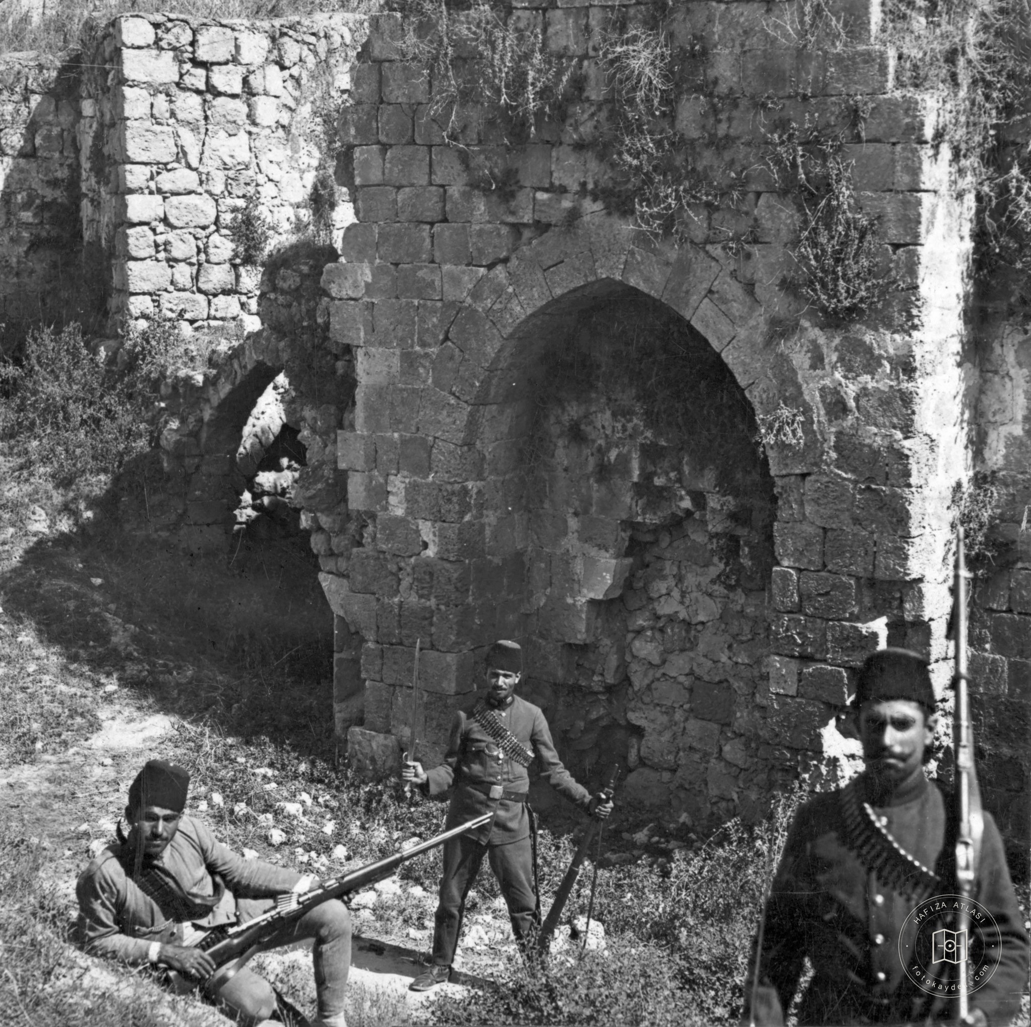 Ottoman soldiers at a guard post in Syria, 1916