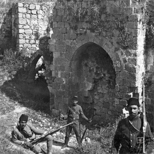Ottoman soldiers at a guard post in Syria, 1916