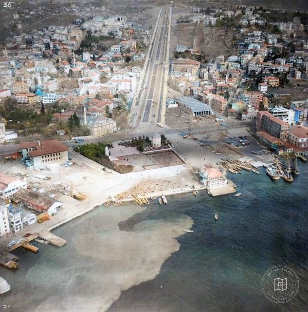 Barbaros Boulevard viewed from Beşiktaş Pier Square, 1960