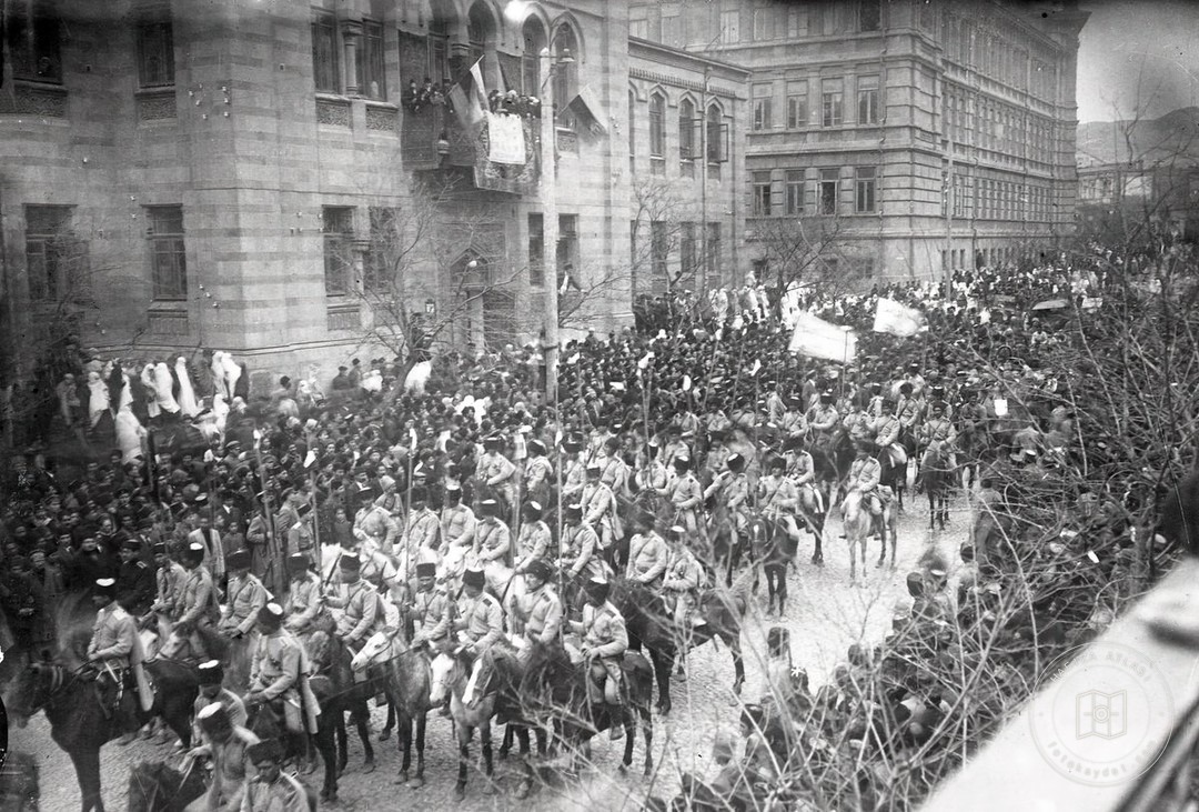 The Caucasus Islamic Army on parade in Baku