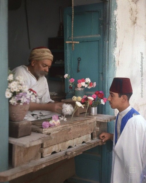 A flower seller in Tunis, 1909–1911