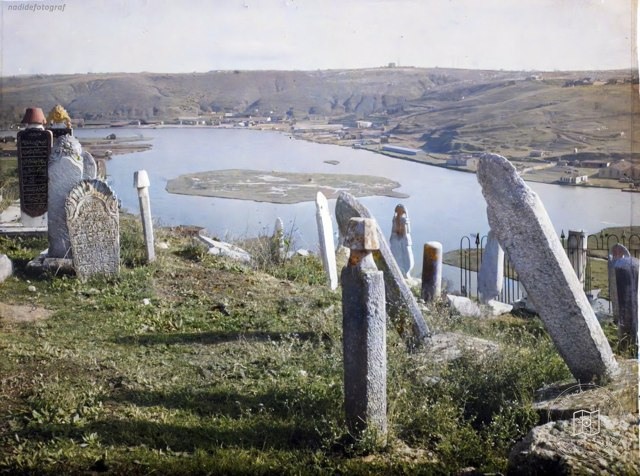 A waterfront viewed from a cemetery, 10 November 1922