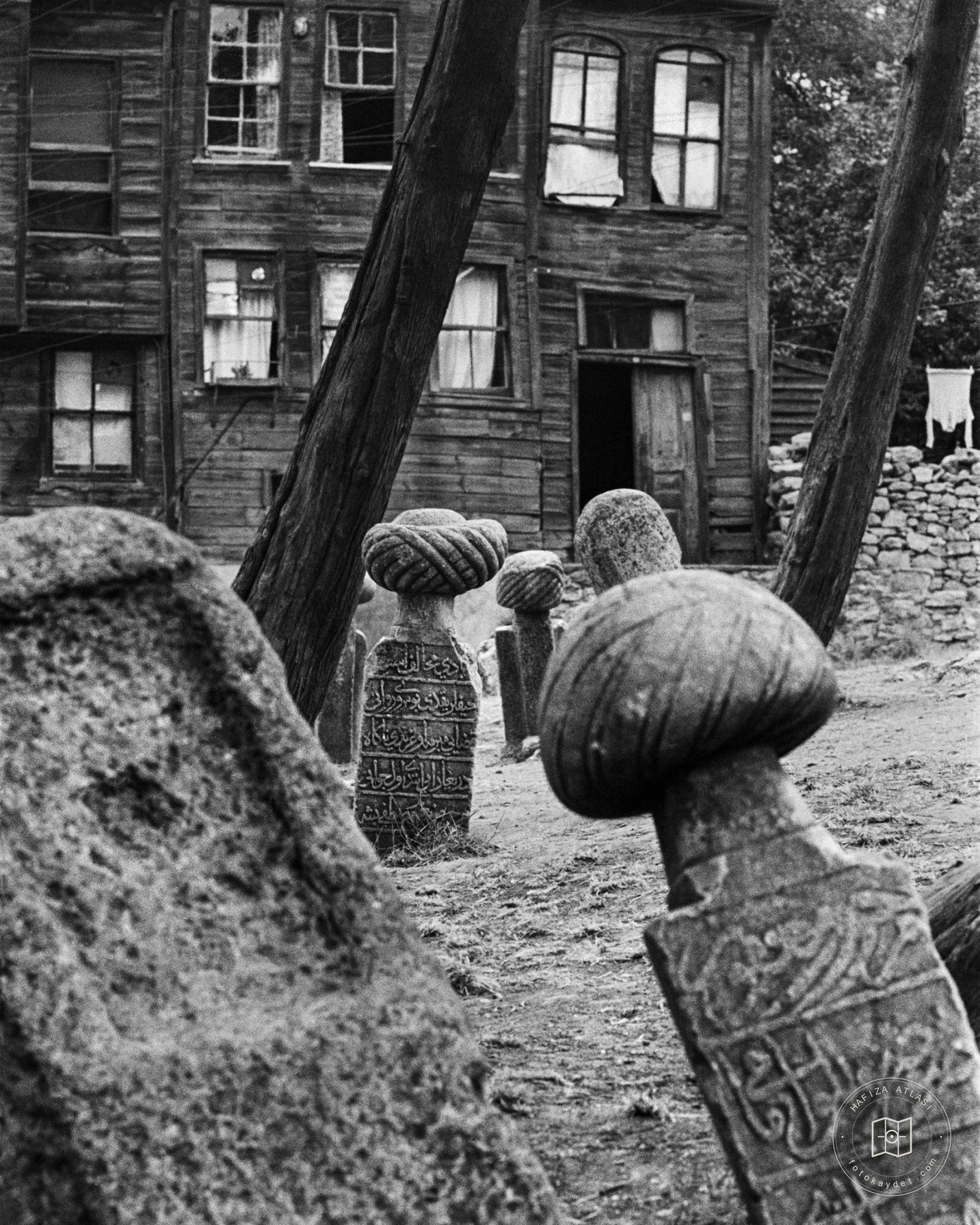 Wooden houses and gravestones in Üsküdar, 1960