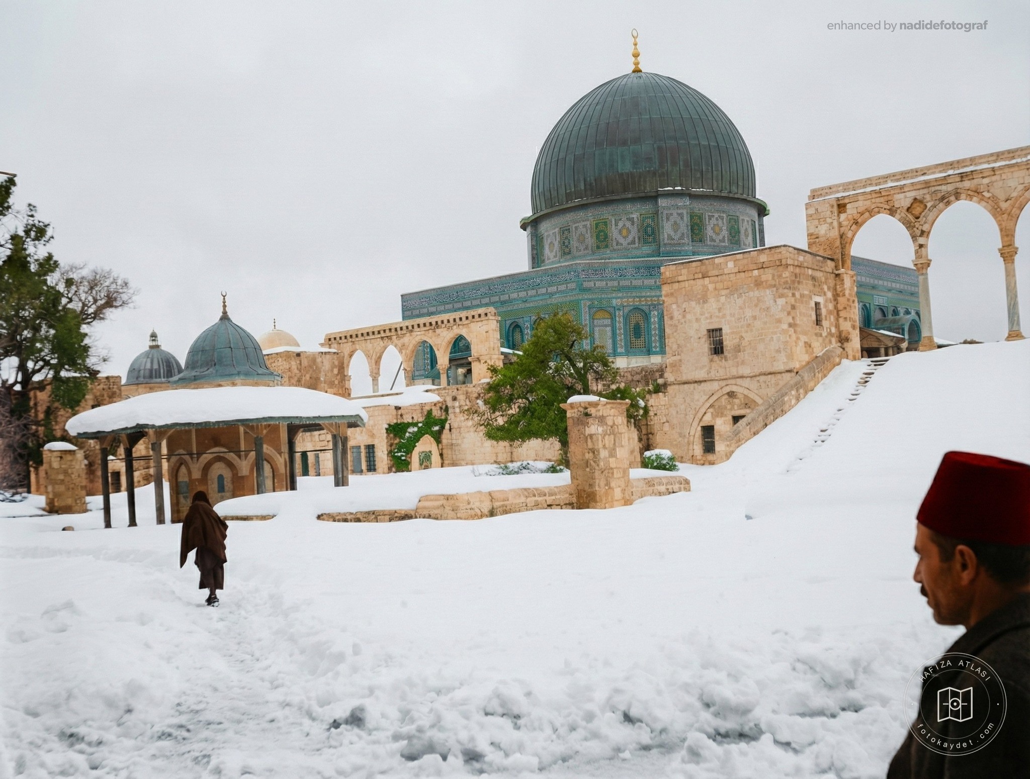 Al-Aqsa Mosque after a snowstorm, 1921