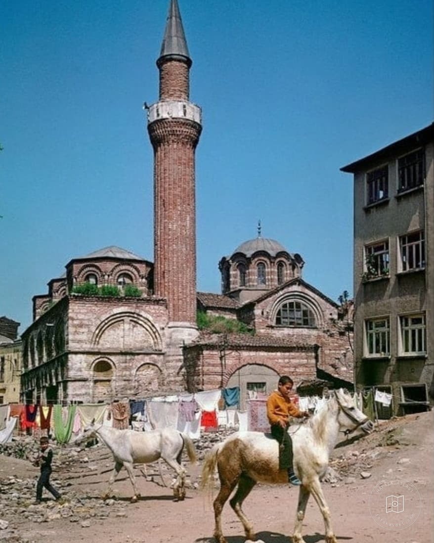 Children riding a horse outside Zeyrek Mosque, 1959